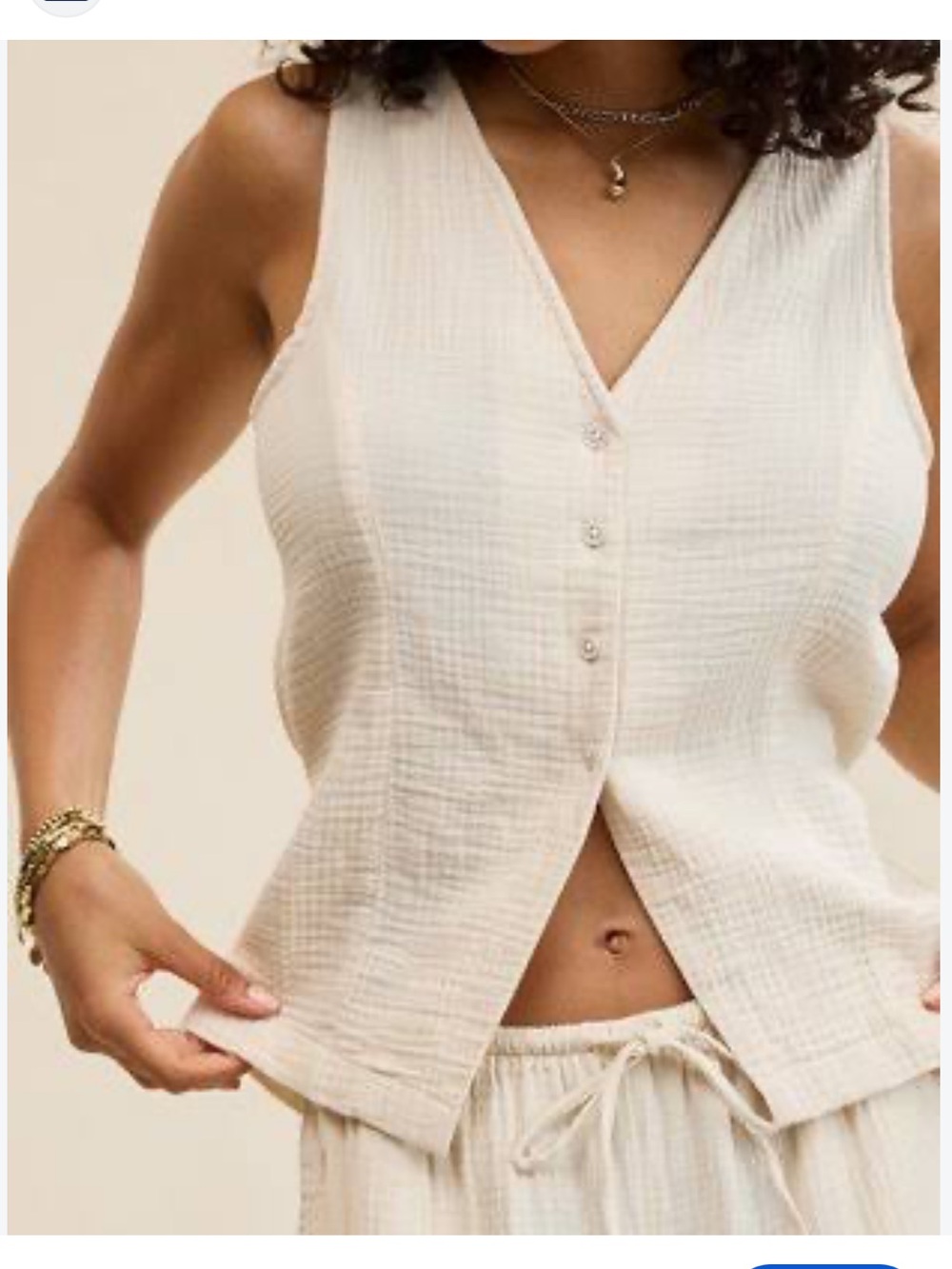 NWOT! aerie Textured Button-Front Camisole in Cream